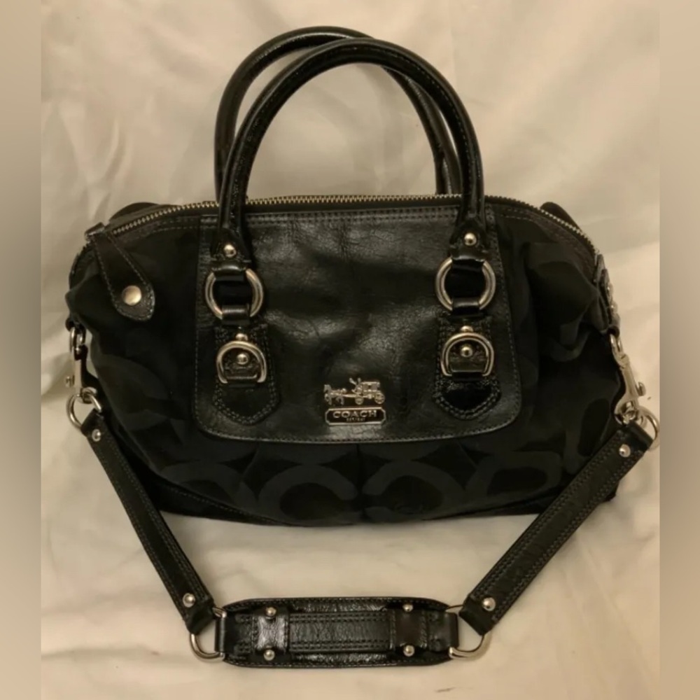 Coach Madison Sabrina Black Satchel Shoulder Bag #74